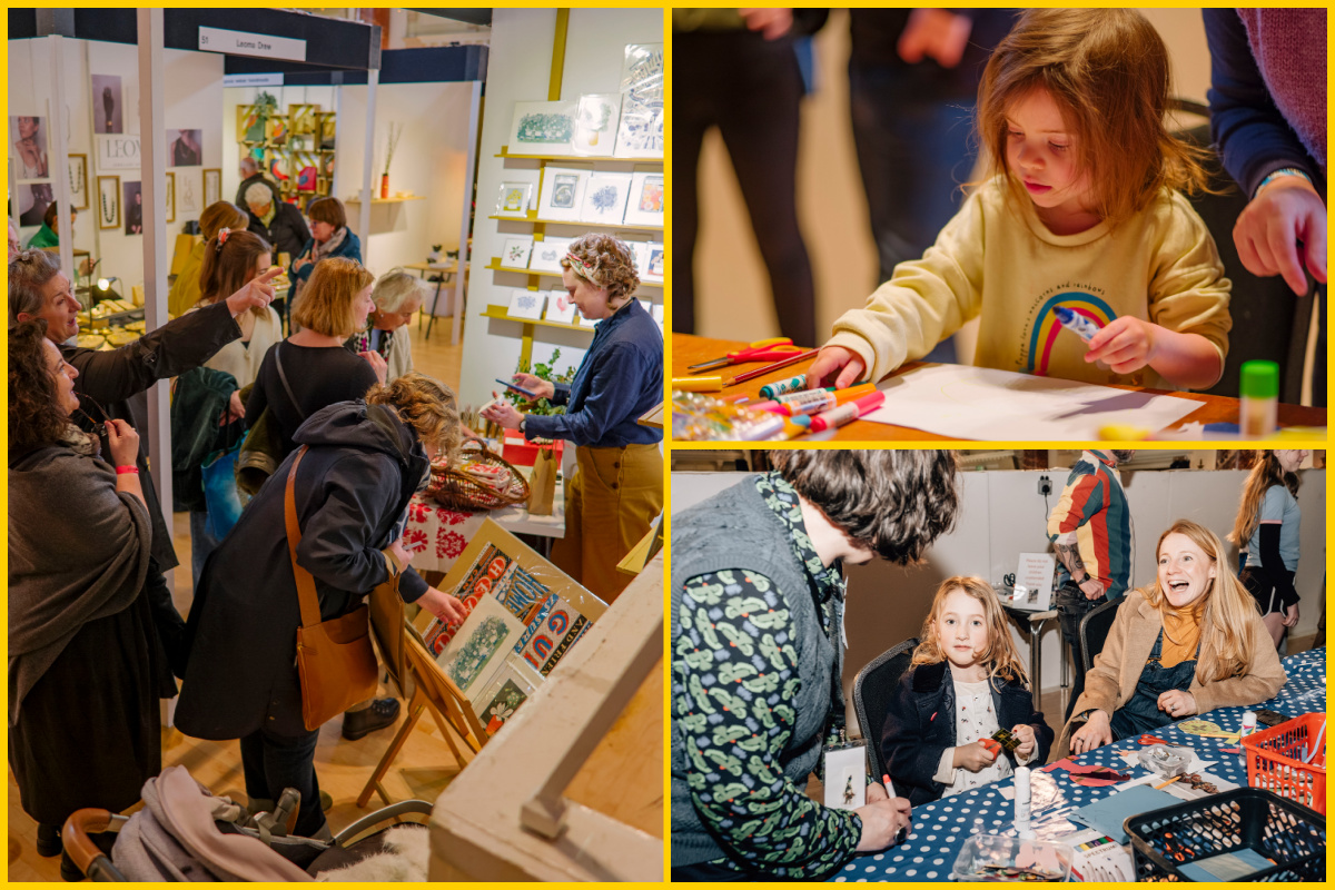 Guests at Cheltenham Craft Festival and children attending craft workshops